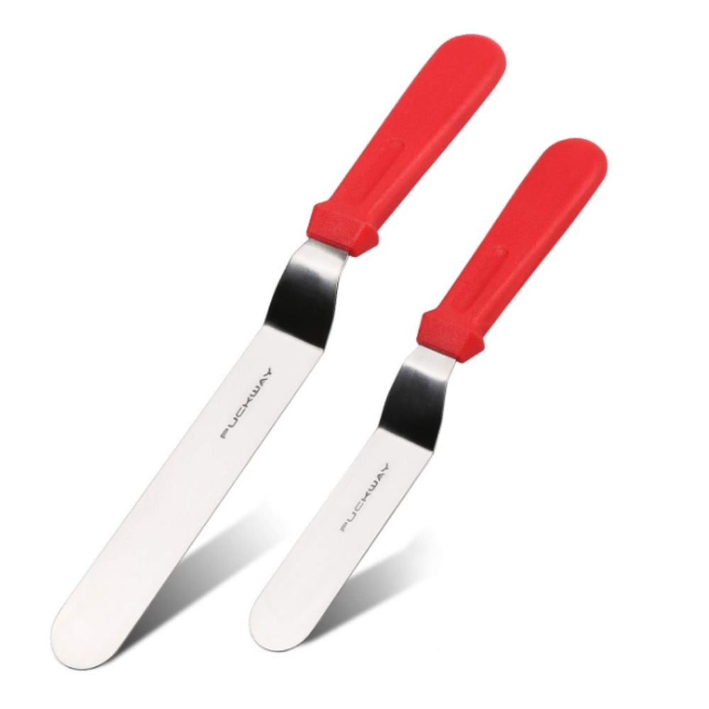 Red Handle Stainless-Steel Offset Cake Spatula Set of 2